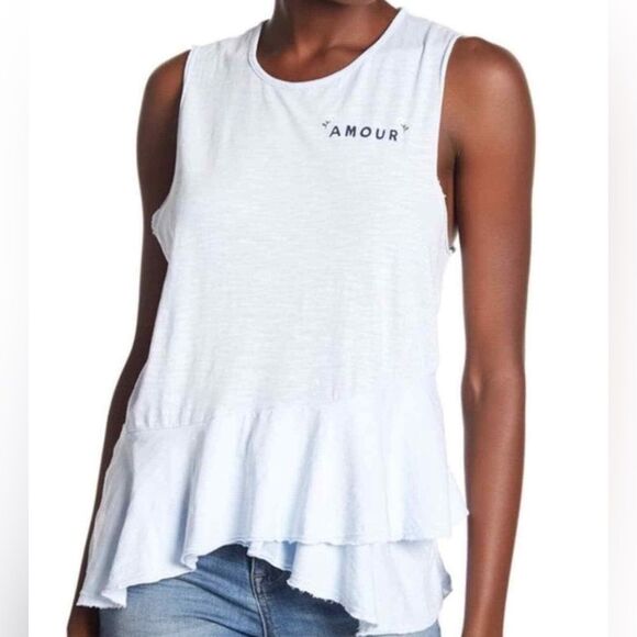 Sundry Amour Light Blue Asymmerical Muscle Tee Size 3 (L) EUC - Picture 1 of 8